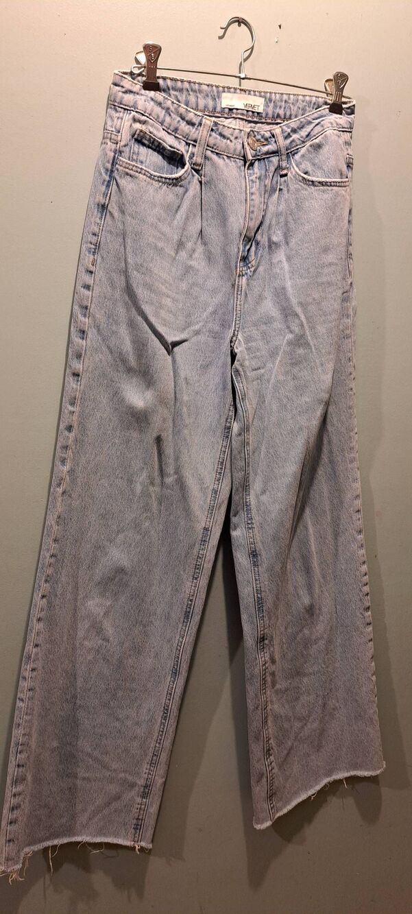 VERVET V2532 High Rise Wide Leg Jeans Size 25 Light Wash Raw Hem - Picture 2 of 6